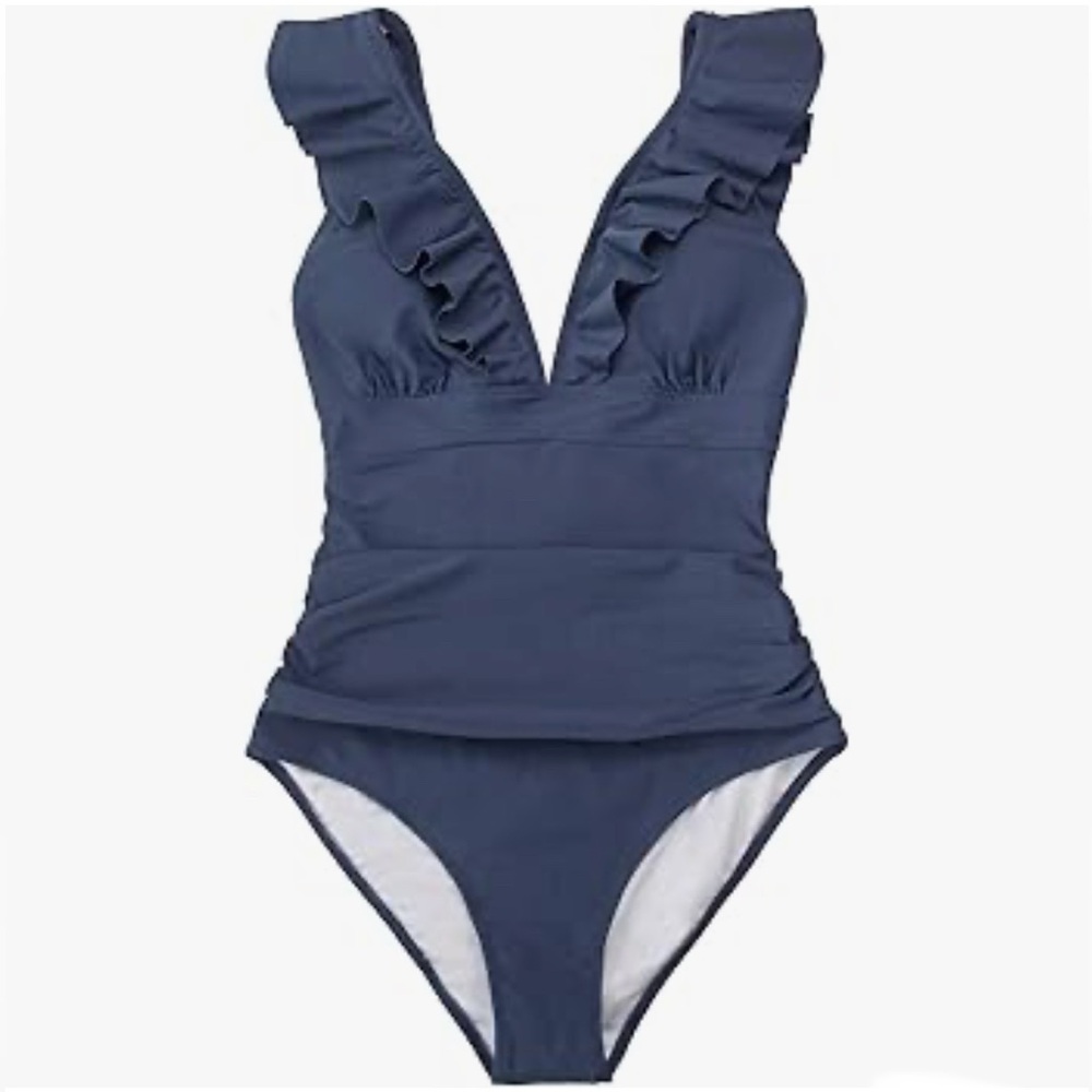 Cupshe Ruffled V-Neck Lace-Up Back Swimsuit Large
